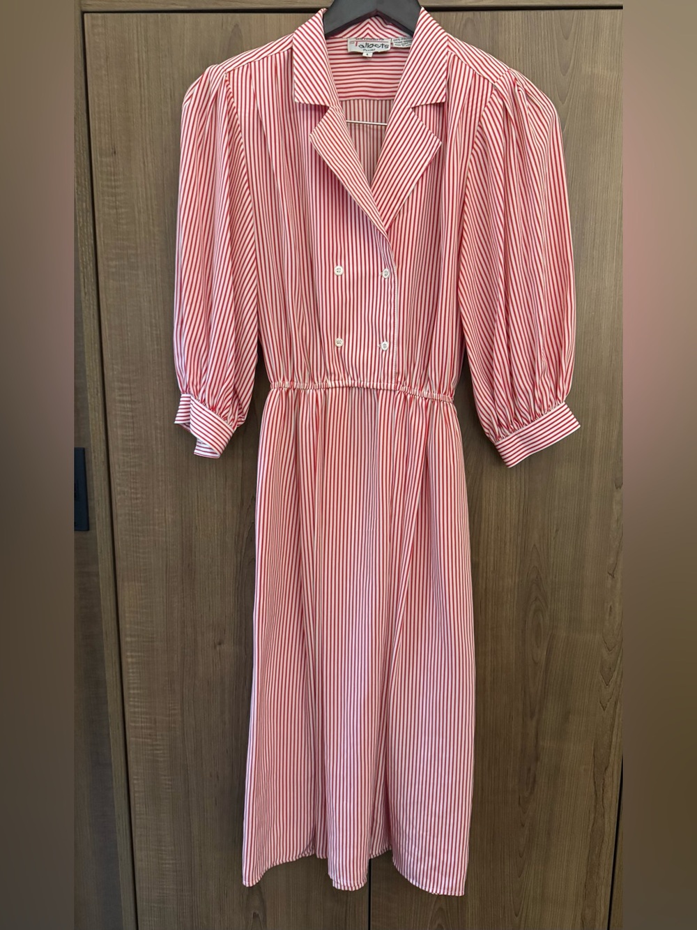 Talbots RED and White Striped Midi Shirt Dress Vintage, classy preppy look.
